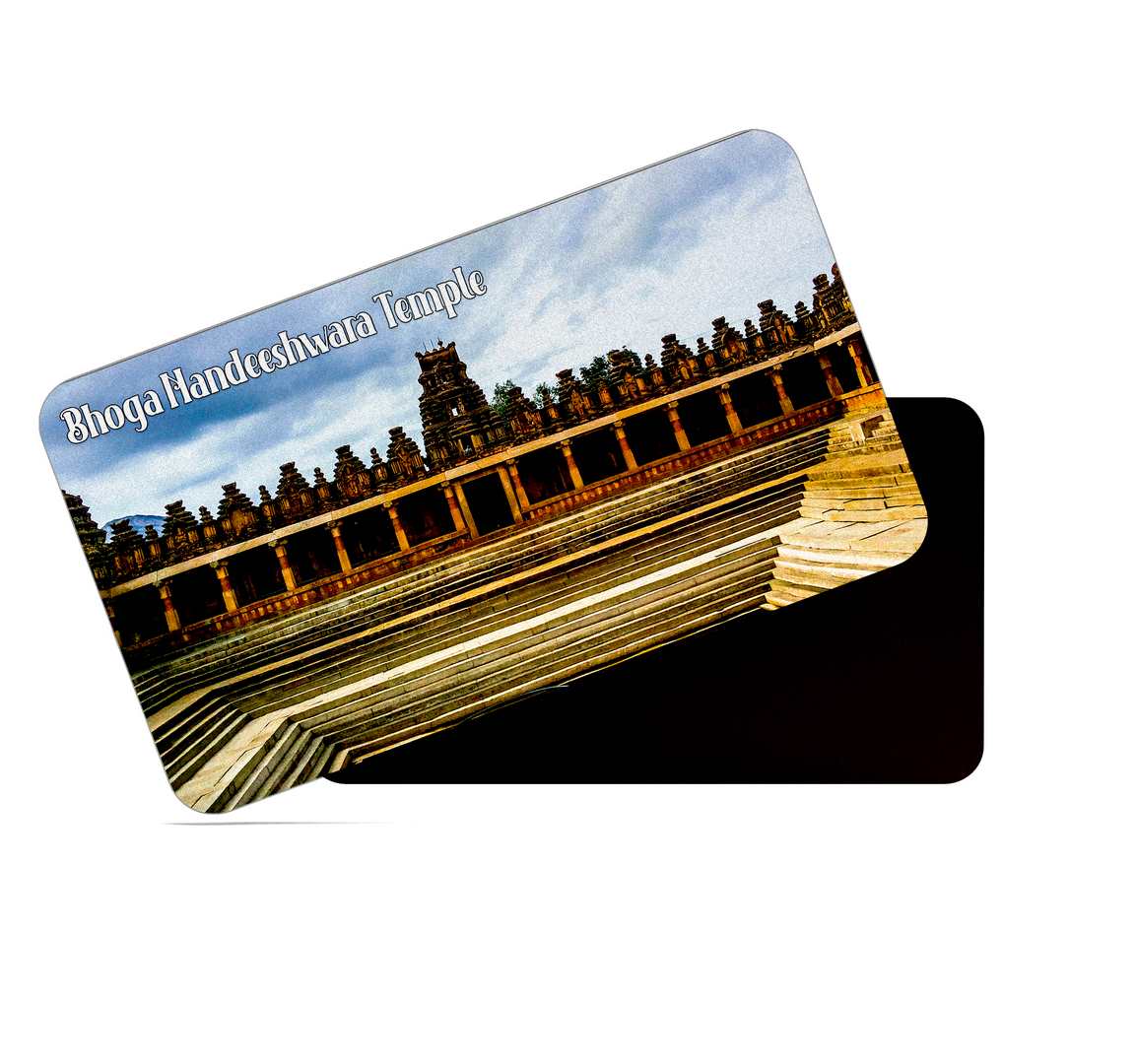 dhcrafts Multicolor Karnataka Bhoga Nandeeshwara Temple Design Rectangular Rubber Matte Finish Fridge Magnet / Magnetic Card Pack of 1 (8.6cm x 5.4cm)